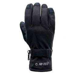 Rękawice Hi-Tec Lansa Softshell. Czarne rękawiczki męskie Hi-tec, bez wzorów, z softshellu, sportowe. W wyprzedaży za 114.15 zł.