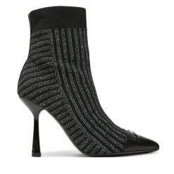 Botki KARL LAGERFELD. Czarne botki damskie KARL LAGERFELD, bez obcasa, na szpilce, bez zapięcia. Za 519.99 zł.