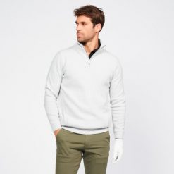 Sweter do golfa męski Inesis MW500. Szare kardigany męskie INESIS, m, bez wzorów, z bawełny. Za 159.99 zł.