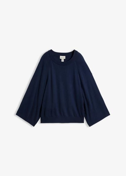 Cienki sweter, oversize. Niebieskie swetry damskie bonprix, bez wzorów, bez kołnierzyka, bez ramiączek, bez kaptura. Za 109.99 zł.