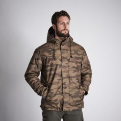 Kurtka Solognac Warm 100 WTP camo haltfone. Brązowe kurtki męskie SOLOGNAC, na zimę, m, bez wzorów, z materiału, sportowe, bez kaptura. Za 229.99 zł.