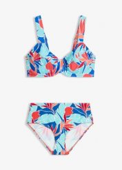 Bikini minimizer (2 części) na szerokich ramiączkach. Niebieskie bikini damskie bonprix, bez wzorów. Za 147.99 zł.