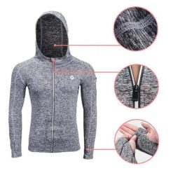 Bluza rowerowa z kapturem ROCKBROS LKW007 S. Szare bluzy męskie ROCKBROS, l, bez wzorów, z materiału, z kapturem, do biegania. Za 80.00 zł.