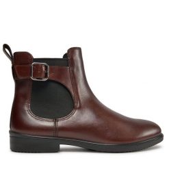 Botki ECCO. Brązowe botki damskie ecco, bez obcasa, na płaskiej podeszwie, bez zapięcia. Za 549.99 zł.
