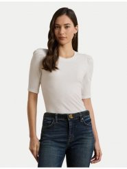 LAUREN RALPH LAUREN Bluzka 200902618006 Biały Slim Fit. Białe bluzki damskie Lauren Ralph Lauren, xl, bez wzorów, z bawełny, bez kołnierzyka, bez ramiączek. Za 249.99 zł.