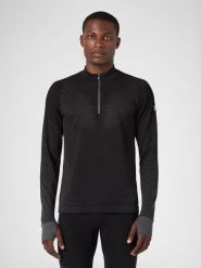 Exceleration Long-Sleeved Zip Up Running Shirt. Czarne bluzki z długim rękawem męskie UYN, xl, bez wzorów, z materiału, bez kołnierzyka. Za 291.25 zł.