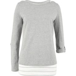 Shirt w optyce 2 w 1 bonprix jasnoszary melanż. Bluzki damskie bonprix. Za 37.99 zł.