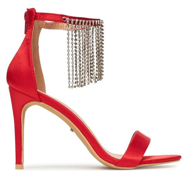 Sandały DeeZee. Czerwone sandały damskie DeeZee, bez wzorów, bez obcasa, na szpilce, bez zapięcia. Za 179.99 zł.