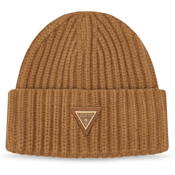 Czapka Guess. Brązowe czapki i kapelusze damskie Guess, na zimę, z aplikacjami. Za 154.99 zł.