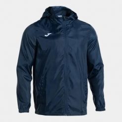 Kurtka wodoodporna z kapturem Joma Rain. Niebieskie kurtki sportowe męskie Joma, na zimę, xl, bez wzorów, z materiału, do biegania. Za 168.50 zł.