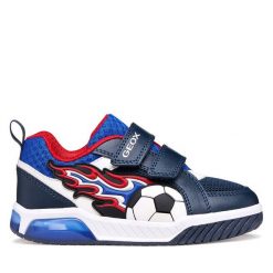 Sneakersy Geox. Niebieskie trampki i tenisówki chłopięce Geox, bez wzorów, bez zapięcia. Za 269.99 zł.