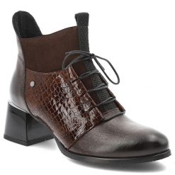 Czekoladowe Botki Armodo Eleganckie Obuwie Damskie. Brązowe kozaki damskie Armodo, ze skóry, bez obcasa, na obcasie. Za 449.00 zł.