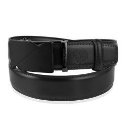 Czarny skórzany pasek męski ELITE BETLEWSKI® czarny 105-cm. Czarne paski damskie bez wzorów. Za 61.50 zł.