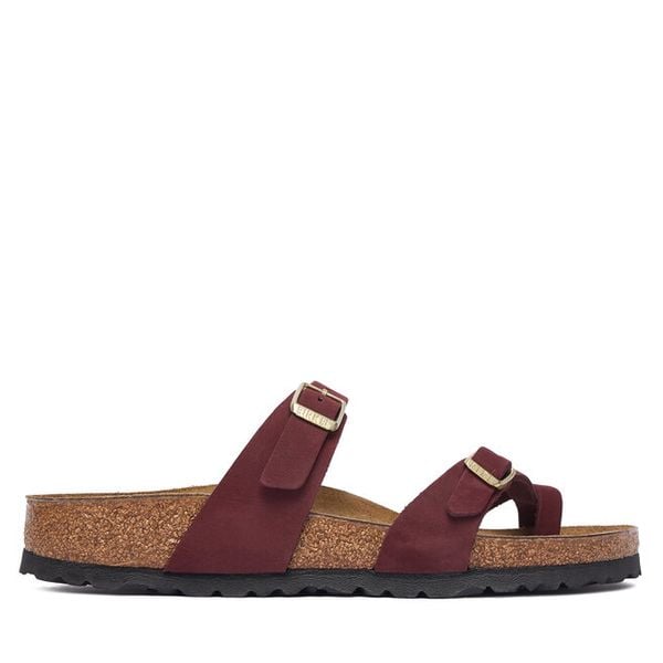 Japonki Birkenstock. Czerwone klapki damskie Birkenstock, bez wzorów, bez obcasa. Za 549.99 zł.
