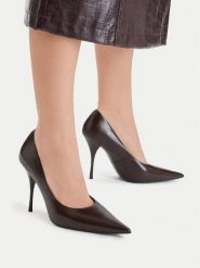 Eva Minge Szpilki EO-LT6157-1-4 Brązowy ciemny. Brązowe szpilki damskie Eva Minge, bez wzorów, ze skóry, bez obcasa, bez zapięcia. Za 379.99 zł.