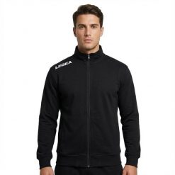 Męska Bluza do Biegania z Elastycznym Kapturem Czarna RETYL. Czarne bluzy męskie Legea, m, bez wzorów, z bawełny, bez kaptura, do biegania. Za 96.00 zł.