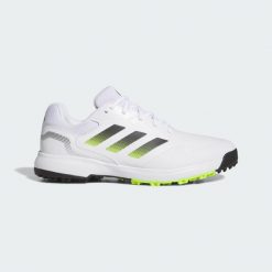 Buty do gry w golfa Traxion Response Spikeless. Białe buty sportowe męskie Adidas, z materiału, bez zapięcia, na golfa. Za 439.00 zł.