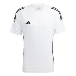 Koszulka Mężczyzna Adidas Tiro 24 biały. Białe koszulki sportowe męskie Adidas, l, bez wzorów, z materiału, bez kołnierzyka, bez ramiączek, na fitness i siłownię. Za 125.60 zł.