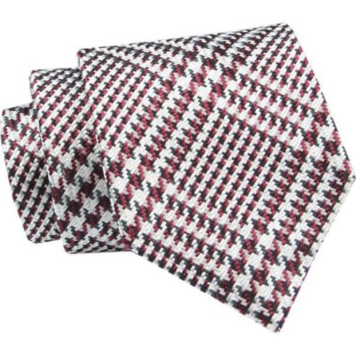 Jedwabny Krawat Chattier - Geometryczny Wzór. Czerwone krawaty i muchy Chattier, bez wzorów, z jedwabiu, eleganckie. Za 89.00 zł.