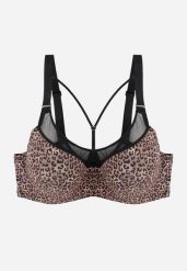 Ciemnobrązowy Biustonosz z Siateczkową Wstawką i Ozdobnymi Paskami przy Dekolcie Sabesa. Brązowe biustonosze Renee, bez wzorów. Za 49.99 zł.