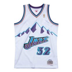 Koszulka Nba Utah Jazz Karl Malone. Białe koszulki sportowe męskie Mitchell & Ness, bez wzorów, bez kołnierzyka, bez ramiączek, do koszykówki. Za 517.00 zł.