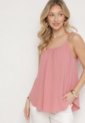 Jasnoróżowy Klasyczny Top z Bawełną Pumera. Czerwone bluzki damskie Born2be, l, bez wzorów, z bawełny, eleganckie, bez kołnierzyka, bez ramiączek. Za 29.99 zł.