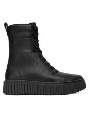 Clarks Trzewiki Torhill Style 26182918 Czarny. Czarne botki damskie Clarks, ze skóry, bez obcasa, na płaskiej podeszwie, bez zapięcia. Za 659.99 zł.