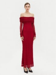 Bardot Sukienka wieczorowa 59776DB Czerwony Regular Fit. Czerwone sukienki damskie Bardot, bez wzorów, z syntetyku, wizytowe, bez kołnierzyka, bez ramiączek. Za 299.99 zł.