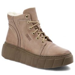 Brązowe Botki Armodo Ocieplane Obuwie Damskie. Brązowe botki damskie Armodo, na wiosnę, z jeansu, eleganckie, bez obcasa, bez zapięcia. Za 289.00 zł.