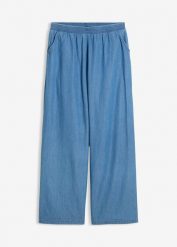 Jeansy wide leg, mid waist, z czystej bawełny organicznej. Niebieskie jeansy dla dziewczynek bonprix, z bawełny. Za 99.99 zł.