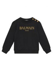 Balmain Bluza BV4B10-Z0081 Czarny Regular Fit. Czarne bluzy dla dziewczynek Balmain, bez wzorów, z bawełny, bez ramiączek, bez kaptura. Za 969.99 zł.