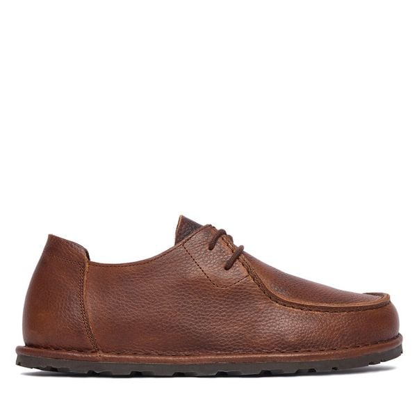 Półbuty Birkenstock. Brązowe półbuty damskie Birkenstock, bez wzorów, bez obcasa, na płaskiej podeszwie, bez zapięcia. Za 615.99 zł.