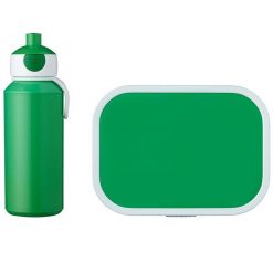 Zestaw dziecięcy bidon i lunchbox Campus zielony 107410192600. Zielone torby i plecaki dziecięce Mepal, z materiału, małe. W wyprzedaży za 101.90 zł.