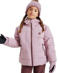 Kurtka do sportów zimowych techniczna dla Dziewczynki SNOWYHILL PUFFY. Czerwone kurtki i płaszcze dla dziewczynek Roxy, bez wzorów, z materiału, bez kaptura. Za 429.55 zł.