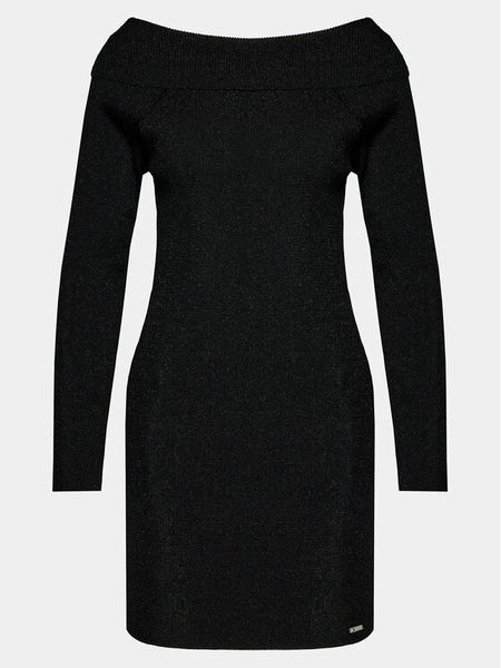 Tommy Jeans Sukienka dzianinowa DW0DW17526 Czarny Slim Fit. Czarne sukienki damskie Tommy Jeans, l, bez wzorów, z dzianiny, bez kołnierzyka, bez ramiączek. Za 359.99 zł.