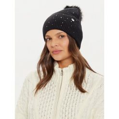 Czapka Guess. Czarne czapki i kapelusze damskie Guess, na zimę, z aplikacjami. Za 179.99 zł.