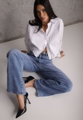 Niebieskie Jeansy Wide Leg High Waist z Elastycznego Denimu z Bawełną Jelimia. Niebieskie jeansy damskie Renee, z podwyższonym stanem. Za 139.99 zł.