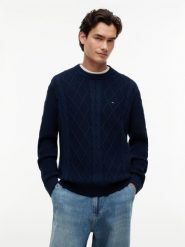 Tommy Jeans swetry z dzianiny Mężczyźni niebieski, M. Niebieskie swetry przez głowę męskie Tommy Jeans, m, bez wzorów, z dzianiny, bez kołnierzyka. Za 409.95 zł.