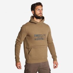 Sweter 500. Brązowe bluzy męskie SOLOGNAC, l, bez wzorów, z bawełny, bez kaptura. Za 159.99 zł.