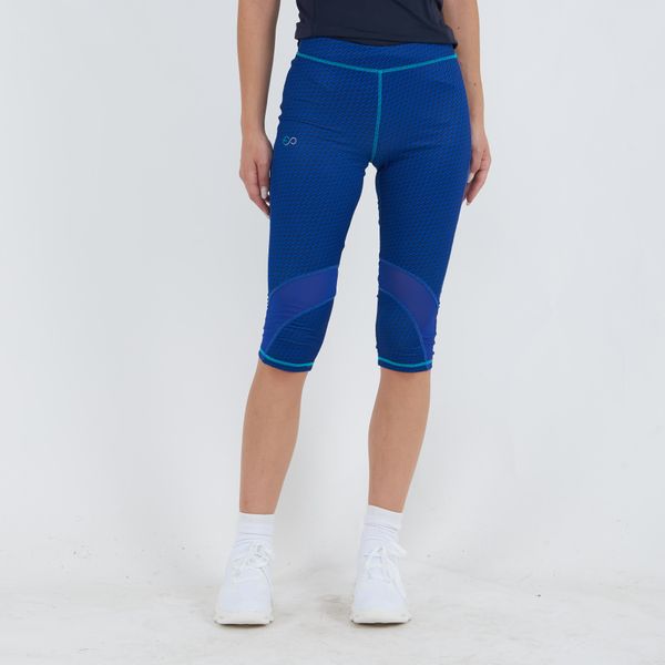 Legging 3/4 do treningu ASYR damskie. Niebieskie spodnie sportowe damskie ELPLAYER, bez wzorów, z dżerseju, na fitness i siłownię. W wyprzedaży za 76.50 zł.
