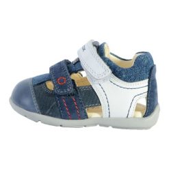 Sandały GEOX B KAYTAN A Niebieski. Niebieskie sandały męskie Geox, ze skóry, bez zapięcia. Za 174.99 zł.