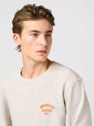 MESKA BLUZA WRANGLER SMALL LOGO CREW OAT MELEE 112364090. Bluzy męskie Wrangler, m, bez wzorów, bez kaptura. Za 159.99 zł.