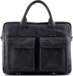 Belveder Czarna teczka na laptopa 15,6 skórzana BV82. Czarne torby na laptopa męskie Belveder, bez wzorów. Za 449.90 zł.