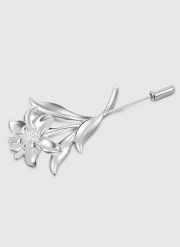 PAKO LORENTE - Srebrna szpilka do marynarki męskiej lilia. Szare marynarki męskie Pako Lorente, bez wzorów, młodzieżowe. Za 149.99 zł.