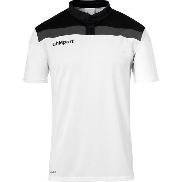 Koszulka Uhlsport Offense 23. Białe koszulki polo męskie Uhlsport, bez wzorów, z bawełny, klasyczne, bez ramiączek. Za 101.86 zł.