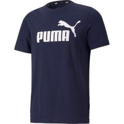 Męska koszulka z logo Essentials PUMA Peacoat Blue. Fioletowe buty sportowe męskie Puma, m, bez wzorów, bez kołnierzyka, bez ramiączek, na jogę i pilates. Za 229.00 zł.