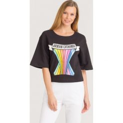 BLUZA Armani Exchange. Czarne bluzy damskie Armani Exchange, l, bez wzorów, z bawełny, bez kaptura. Za 221.40 zł.