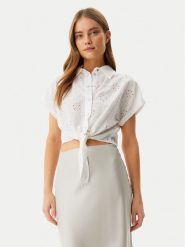 Guess Koszula W5GH34WG822 Biały Regular Fit. Białe bluzki damskie Guess, xl, z aplikacjami, z syntetyku, bez kołnierzyka, bez ramiączek. Za 239.99 zł.