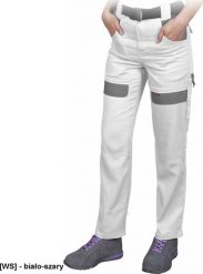 R.E.I.S. CORTON-L-T - Damskie spodnie ochronne do pasa CORTON, tkane 100% bawełna 260 g/m2 6 kieszeni elementy odlaskowe - biało-szary 36. Białe spodnie sportowe damskie R.E.I.S., l, bez wzorów, z bawełny. Za 114.90 zł.