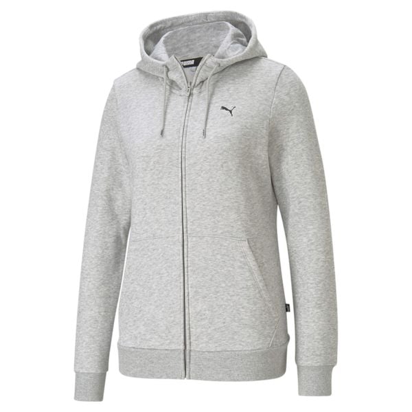 Kurtka dresowa z kapturem, zapinana na zamek, mały logo dla kobiet Puma. Szare kurtki damskie Puma, s, bez wzorów, z dresówki, z kapturem. Za 361.50 zł.